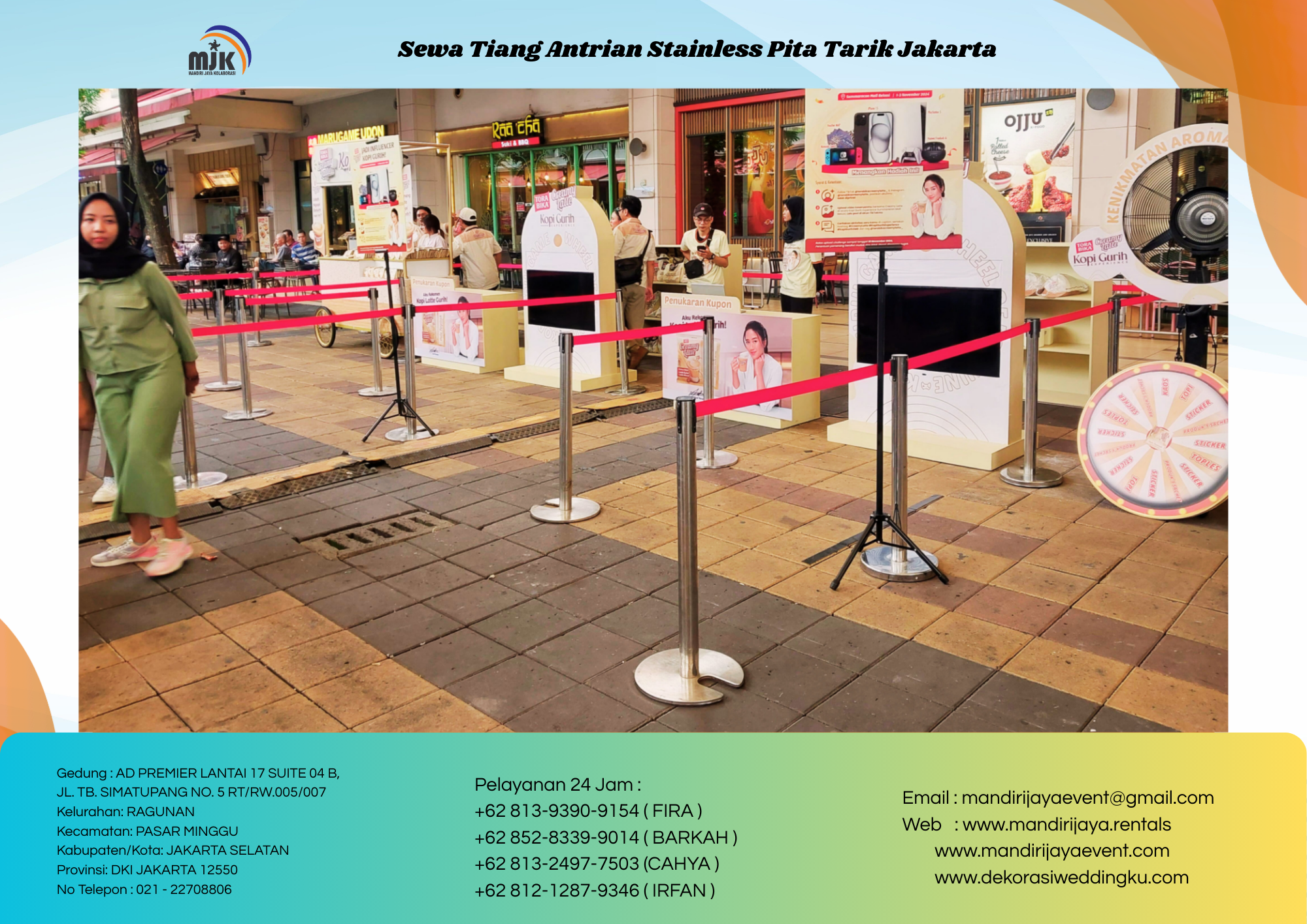 SEWA TIANG ANTRIAN STAINLESS PITA TARIK JAKARTA