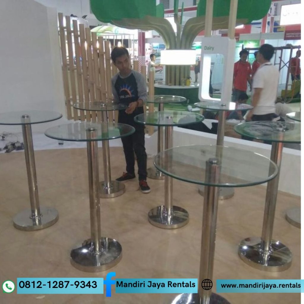 Sewa Meja Barstool Kaca Dan Multiplek lengkap Cover di Jakarta