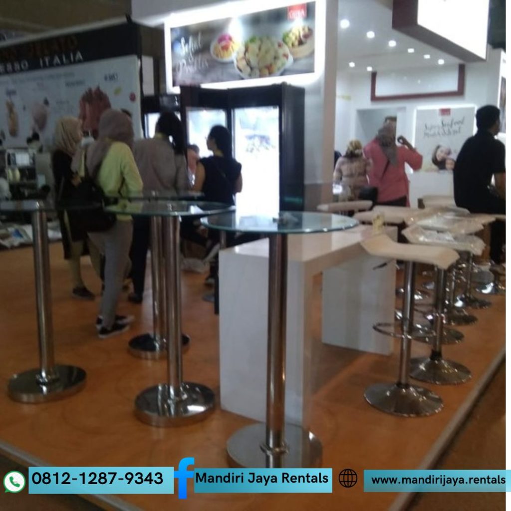 Sewa Meja Barstool Kaca Dan Multiplek lengkap Cover di Jakarta