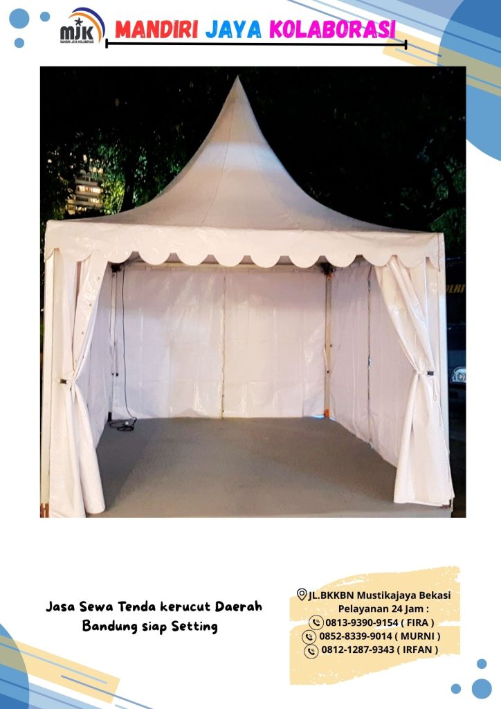 Jasa Sewa Tenda kerucut Daerah Bandung siap Setting