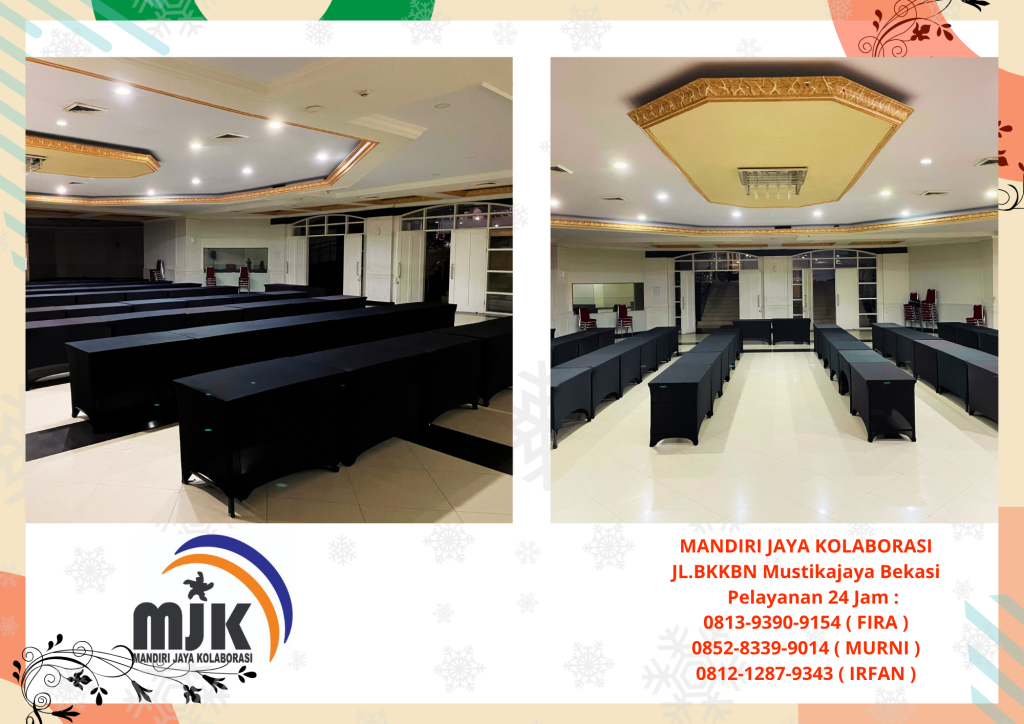 Sewa Meja IBM, Round Table Dan Meja Kotak Cover Hitam Daerah Jakarta Desain Elegan