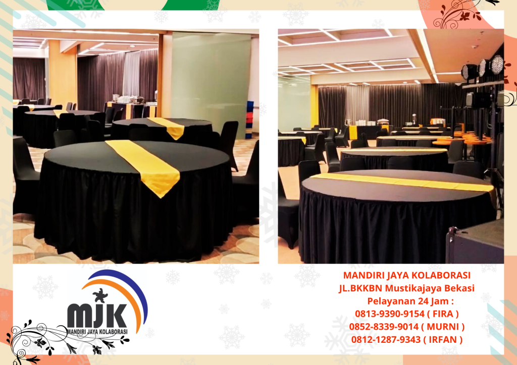Sewa Meja IBM, Round Table Dan Meja Kotak Cover Hitam Daerah Jakarta Desain Elegan