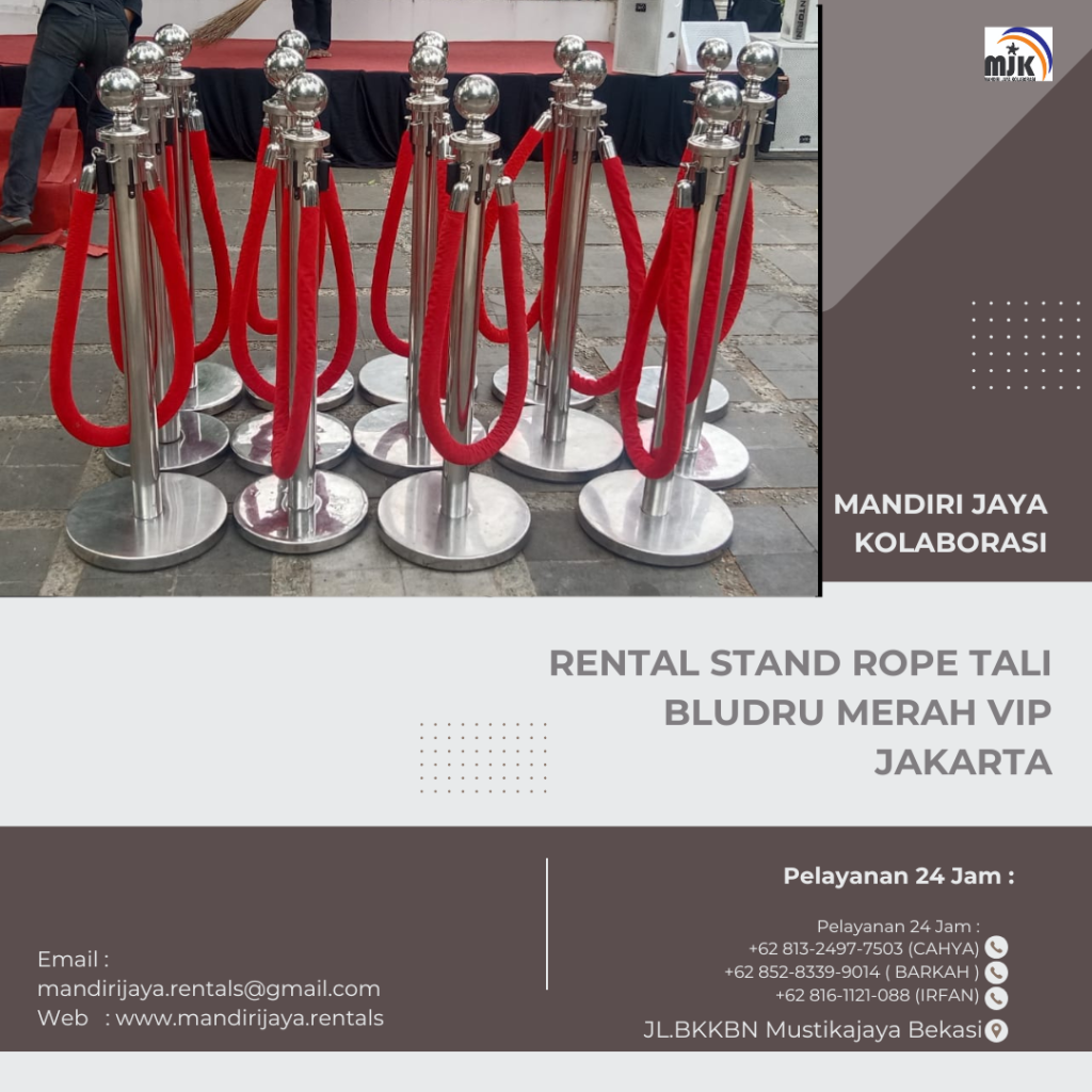 Rental Stand Rope Tali Bludru Merah VIP Jakarta