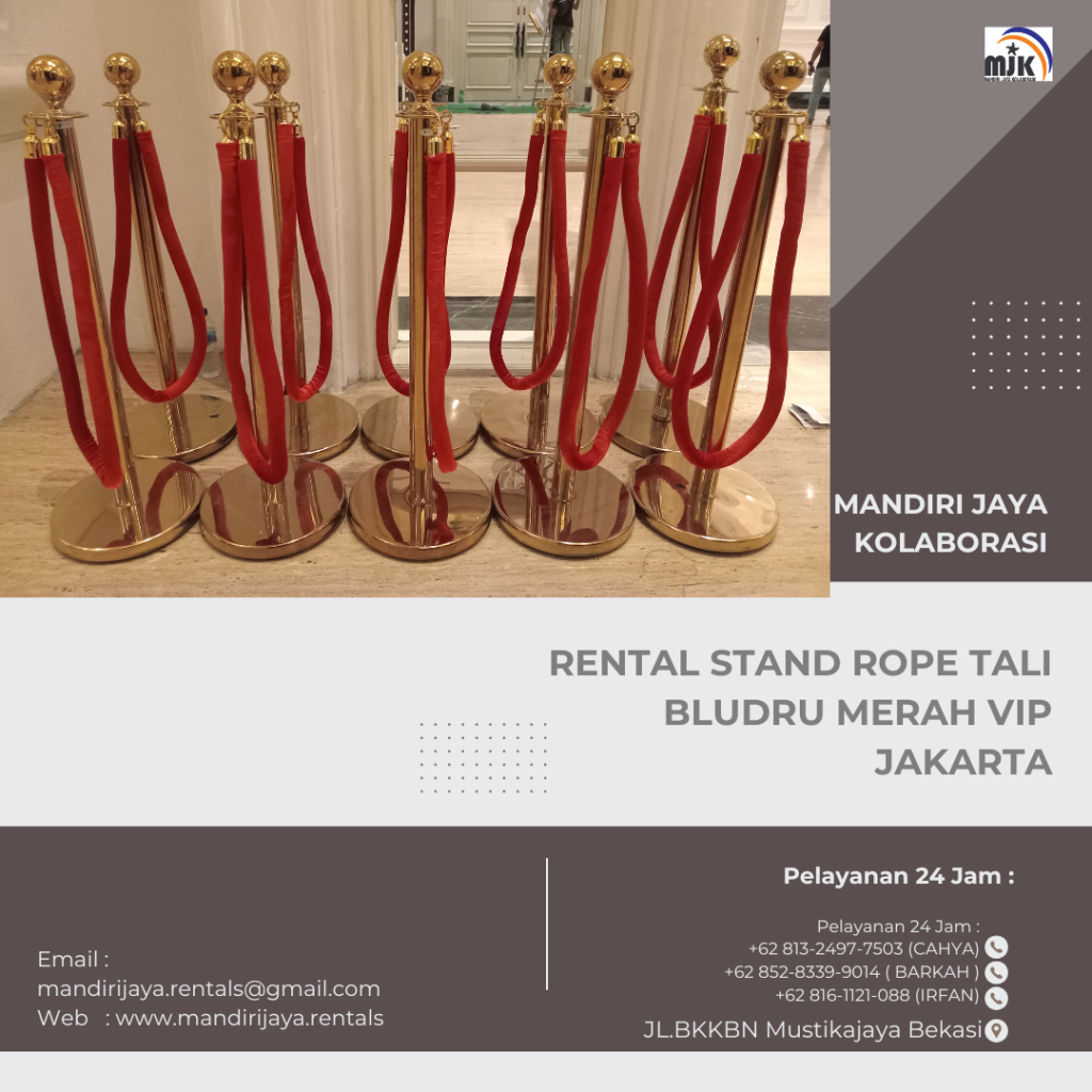 Rental Stand Rope Tali Bludru Merah VIP Jakarta