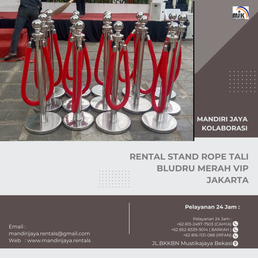 Rental Stand Rope Tali Bludru Merah VIP Jakarta
