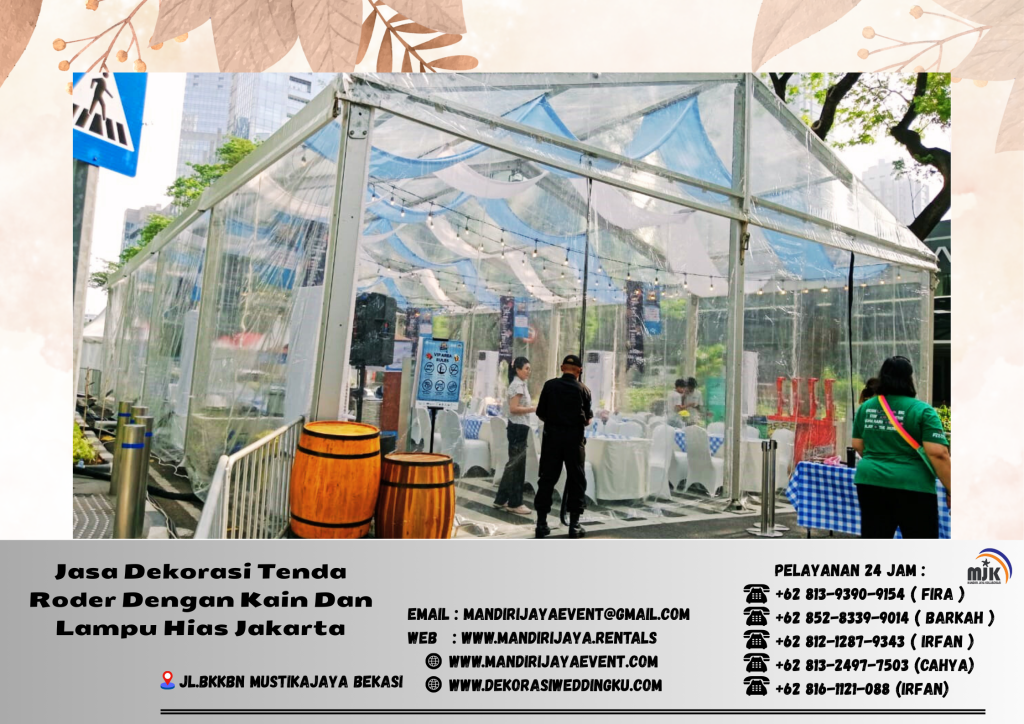 Jasa Dekorasi Tenda Roder Dengan Kain Dan Lampu Hias Jakarta