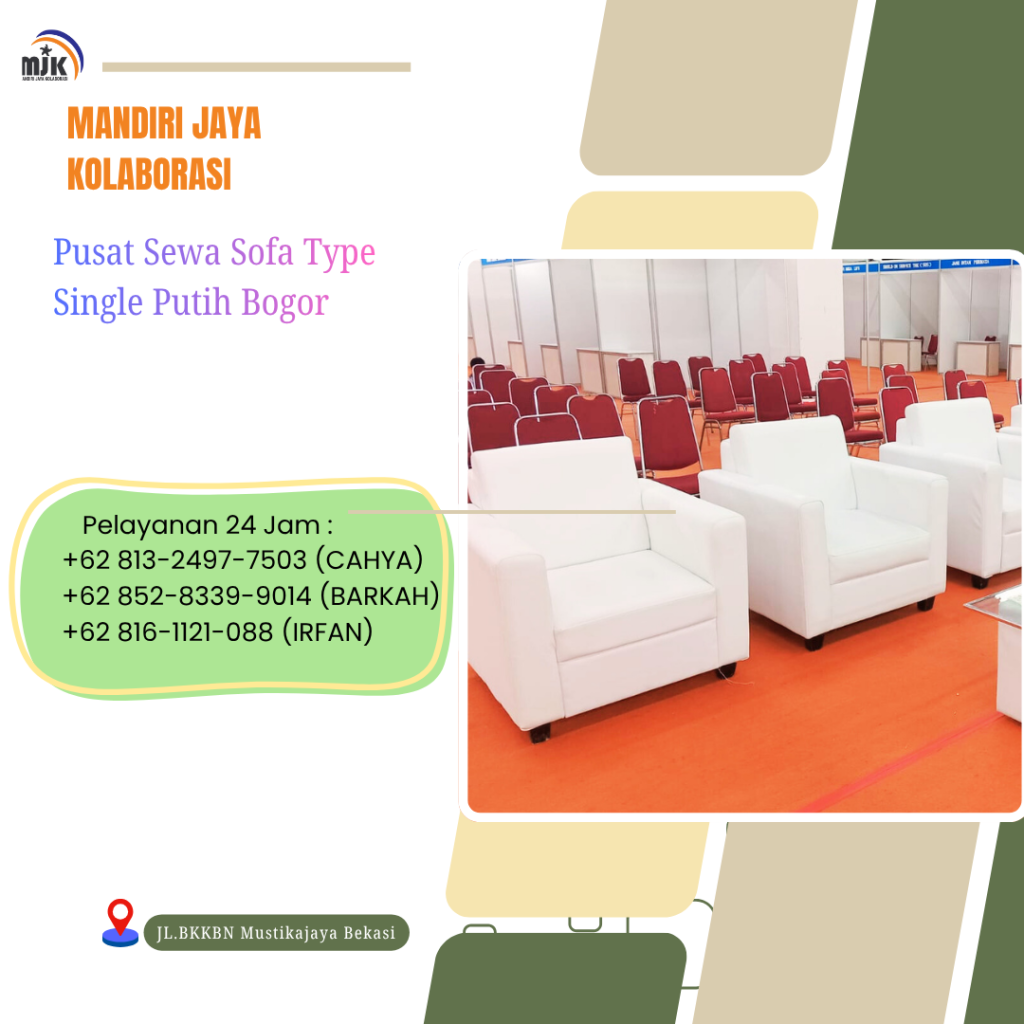 Pusat Sewa Sofa Type Single Putih Bogor