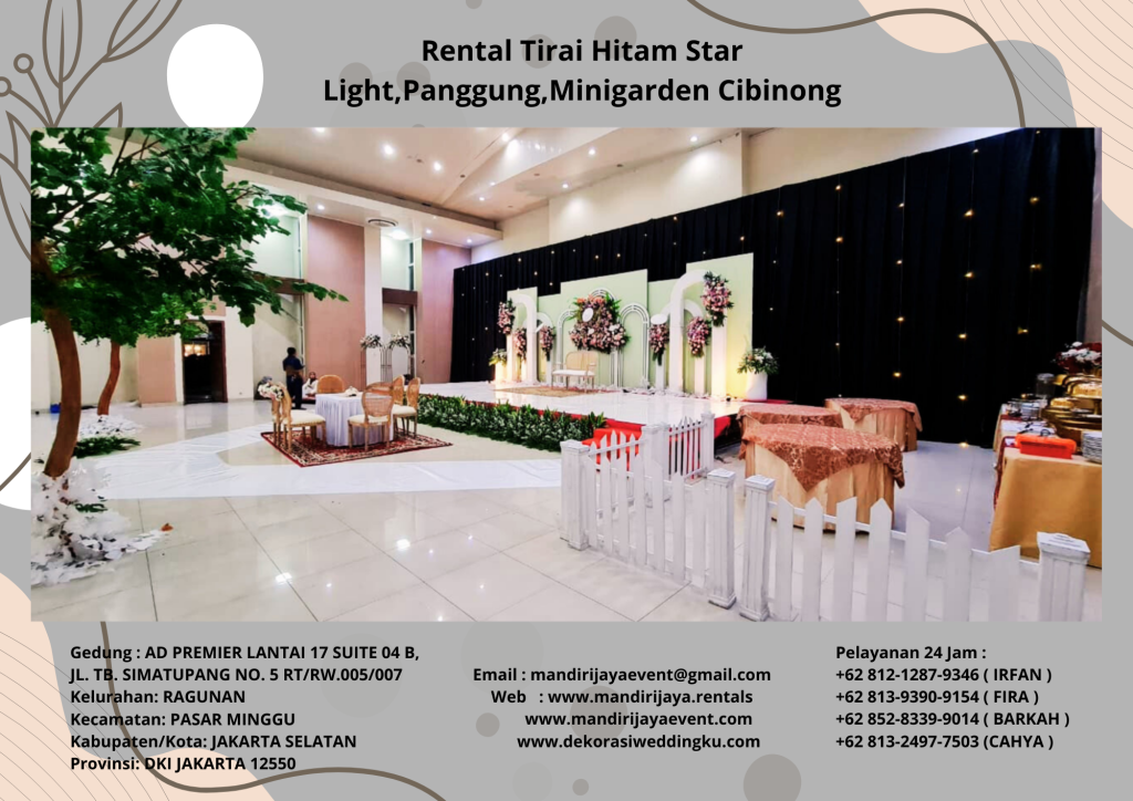 Rental Tirai Hitam Star Light,Panggung,Minigarden Cibinong