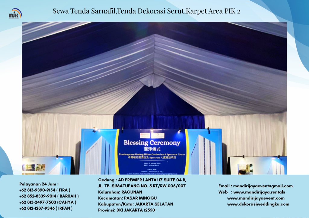 Sewa Tenda Sarnafil,Tenda Dekorasi Serut,Karpet Area PIK 2