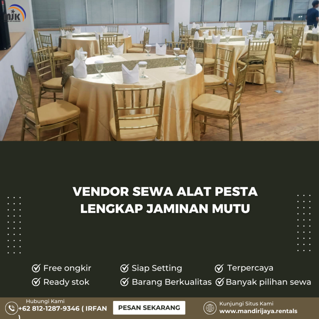 Vendor sewa Alat Pesta Lengkap Jaminan Mutu