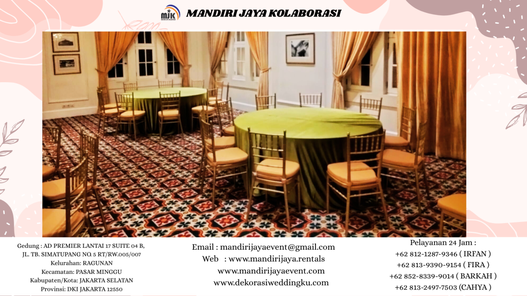 Jasa Sewa Meja Bundar Set Kursi Tiffany Gold Area Jakarta