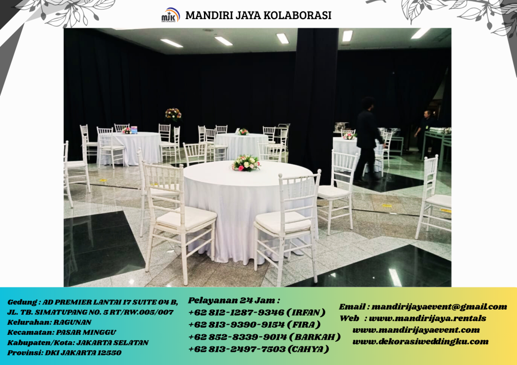 Sewa Kursi Tiffany Aneka Model Type Gold, Putih, Hitam Area Karawang