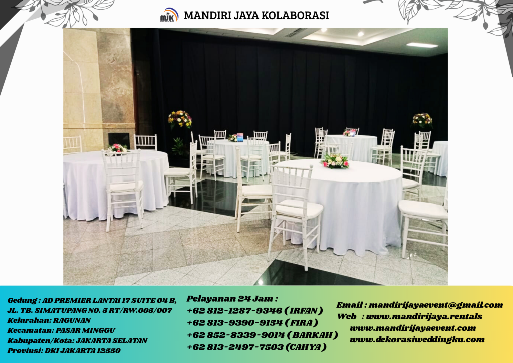 Sewa Kursi Tiffany Aneka Model Type Gold, Putih, Hitam Area Karawang