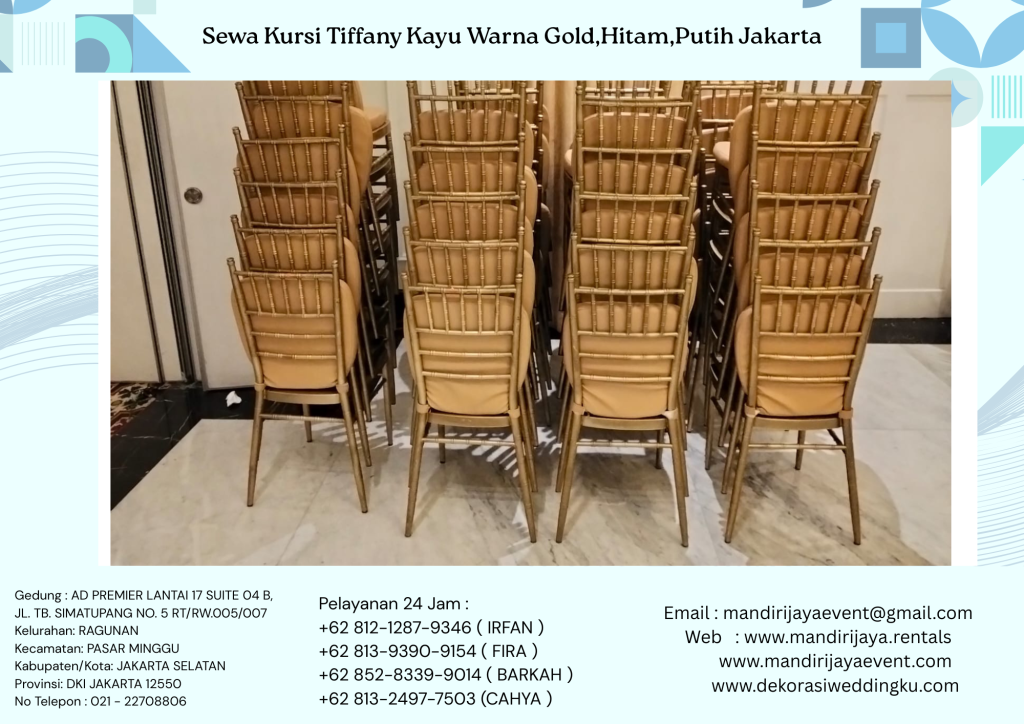 Sewa Kursi Tiffany Kayu Warna Gold,Hitam,Putih Jakarta
