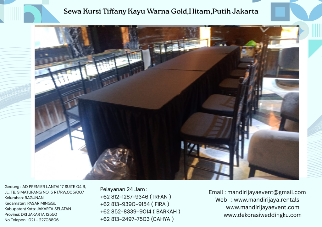 Sewa Kursi Tiffany Kayu Warna Gold,Hitam,Putih Jakarta