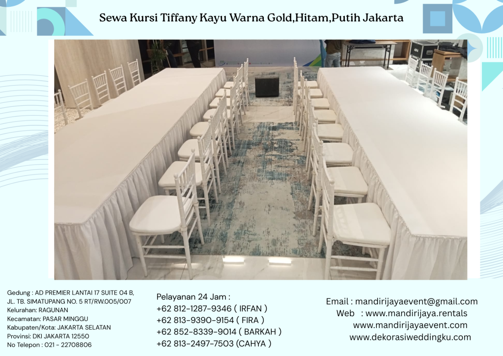 Sewa Kursi Tiffany Kayu Warna Gold,Hitam,Putih Jakarta