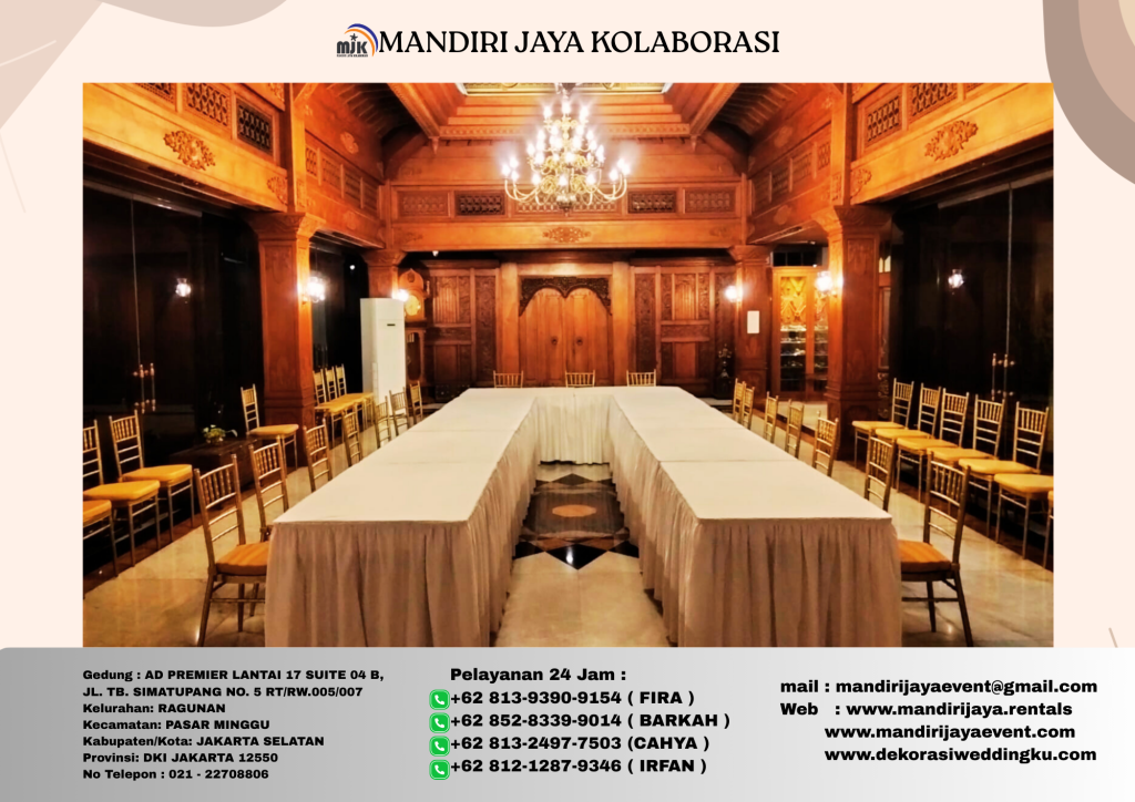 Sewa Meja Kotak, Kursi TTiffany,Kursi Susun Area Jakarta