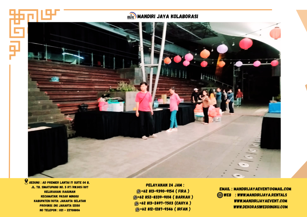Sewa Meja Taplak Hitam Area Baywalk Pluit Jakarta Utara