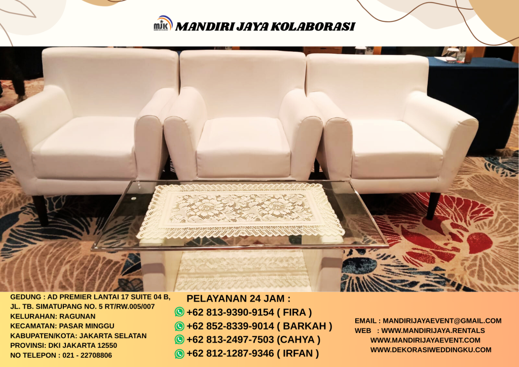 Sewa Sofa Dan Meja Kaca Vip Putih Area Bogor