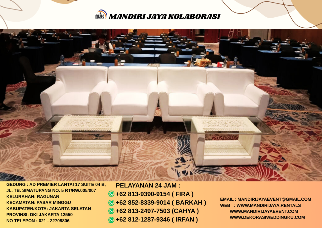 Sewa Sofa Dan Meja Kaca Vip Putih Area Bogor