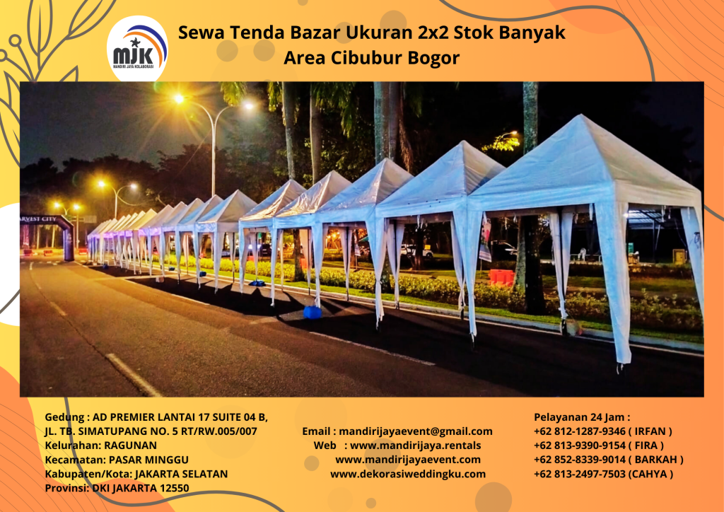Sewa Tenda Bazar Ukuran 2x2 Stok Banyak Area Cibubur Bogor