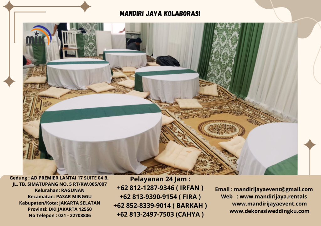 Rental Karpet Permadani Coklat,Round Table Lesehan Area Bogor