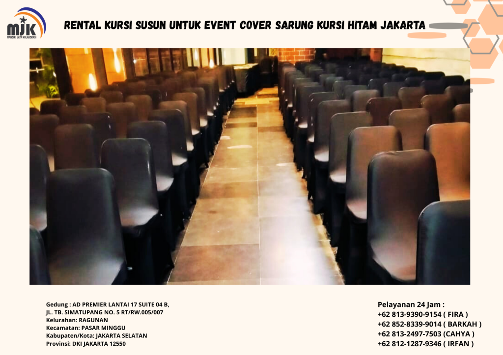 Rental Kursi Susun Untuk Event Cover Sarung Kursi Hitam Jakarta
