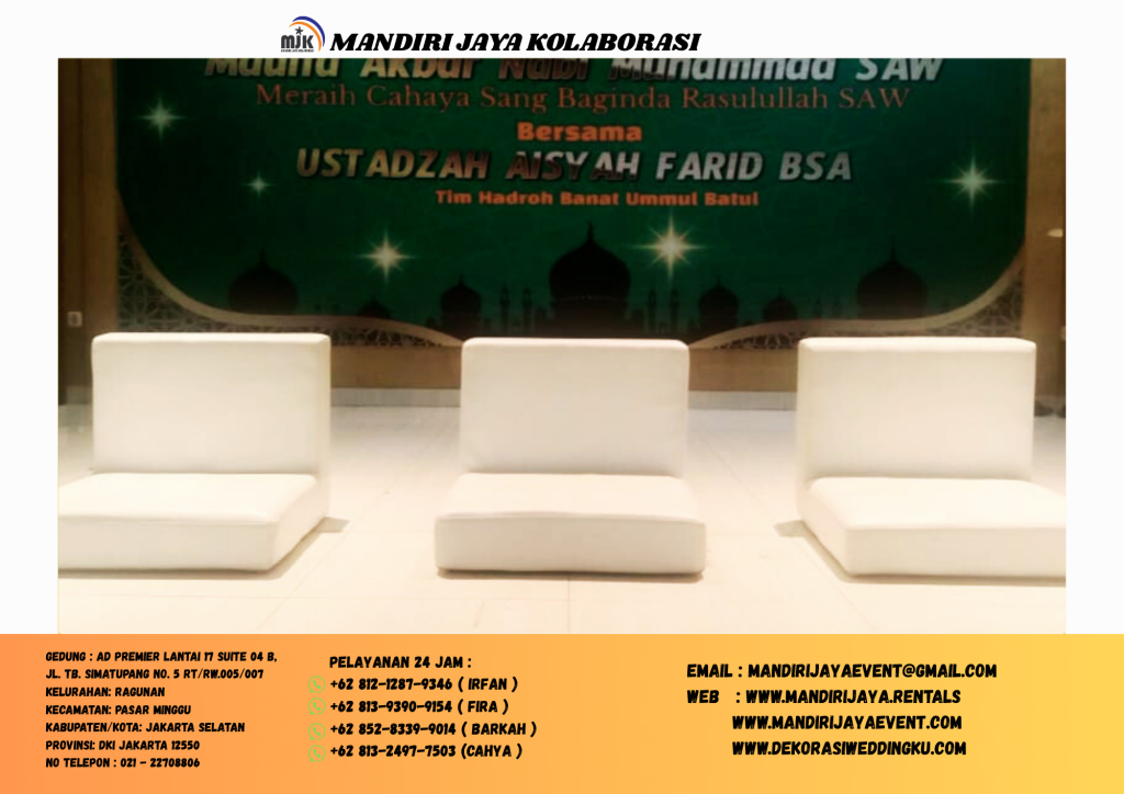 Rental Sofa Kotak Lesehan Putih,Karpet Permadani Jakarta
