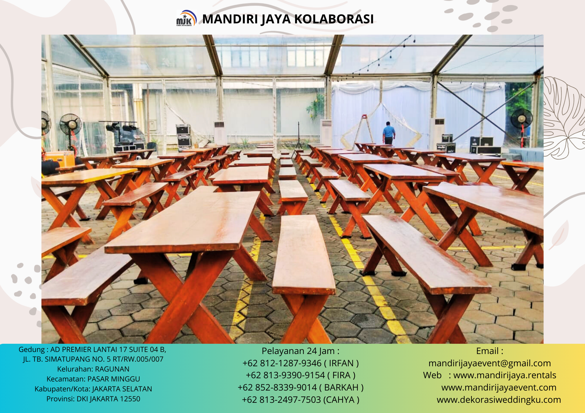 SEWA BANGKU MEJA TAMAN KAKI SILANG BOGOR