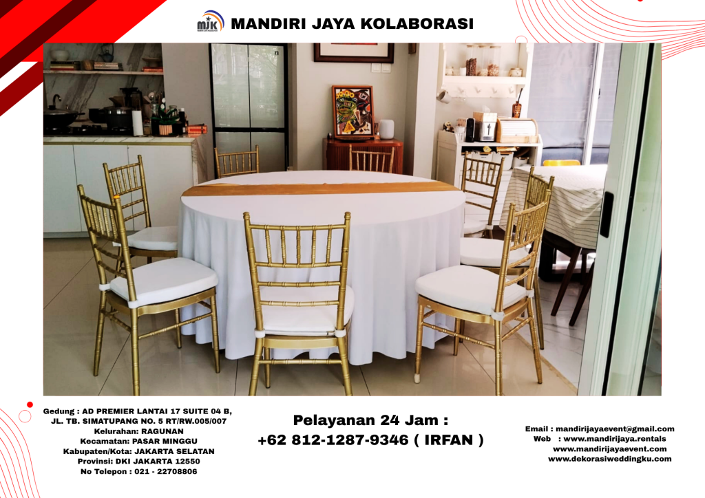 Sewa Kursi Vip Type Tiffany Gold,Meja Bundar Jakarta
