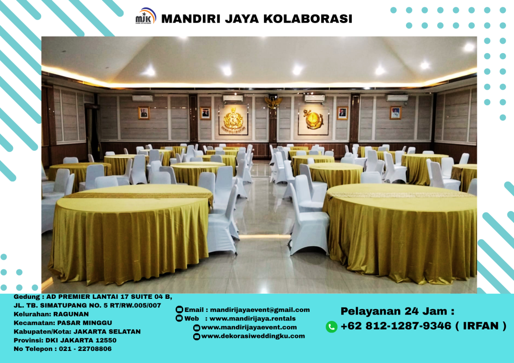 Sewa Round Table D180 Cover Gold Elegan Daerah Jakarta Pusat