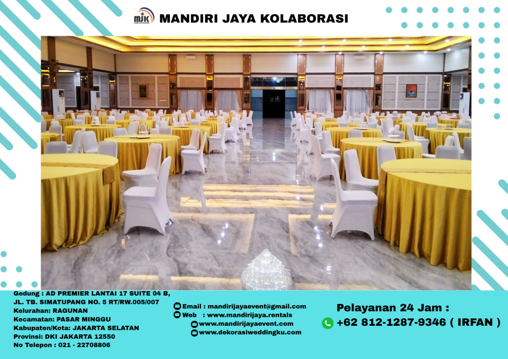 Sewa Round Table D180 Cover Gold Elegan Daerah Jakarta Pusat