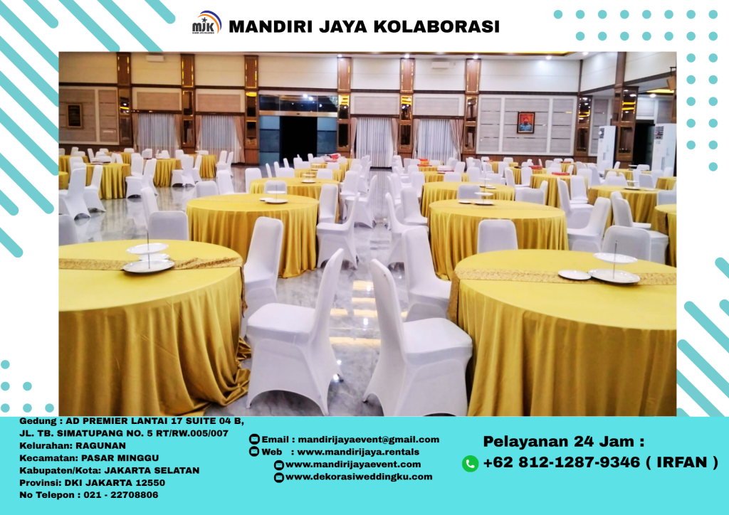Sewa Round Table D180 Cover Gold Elegan Daerah Jakarta Pusat