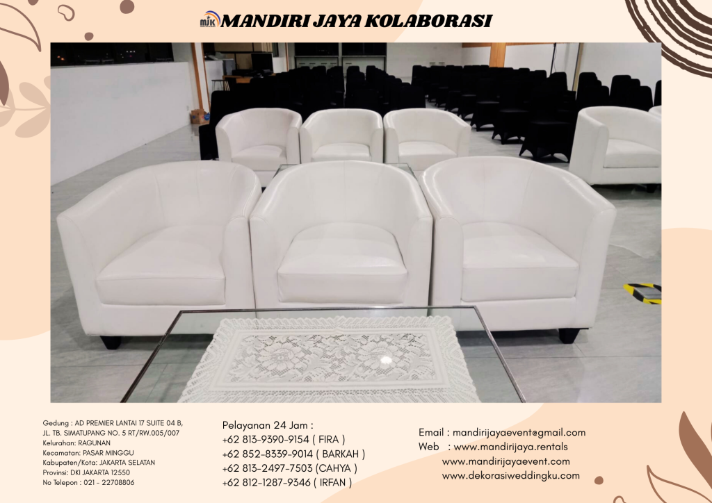 Sewa Sofa Model Oval Putih Area Depok