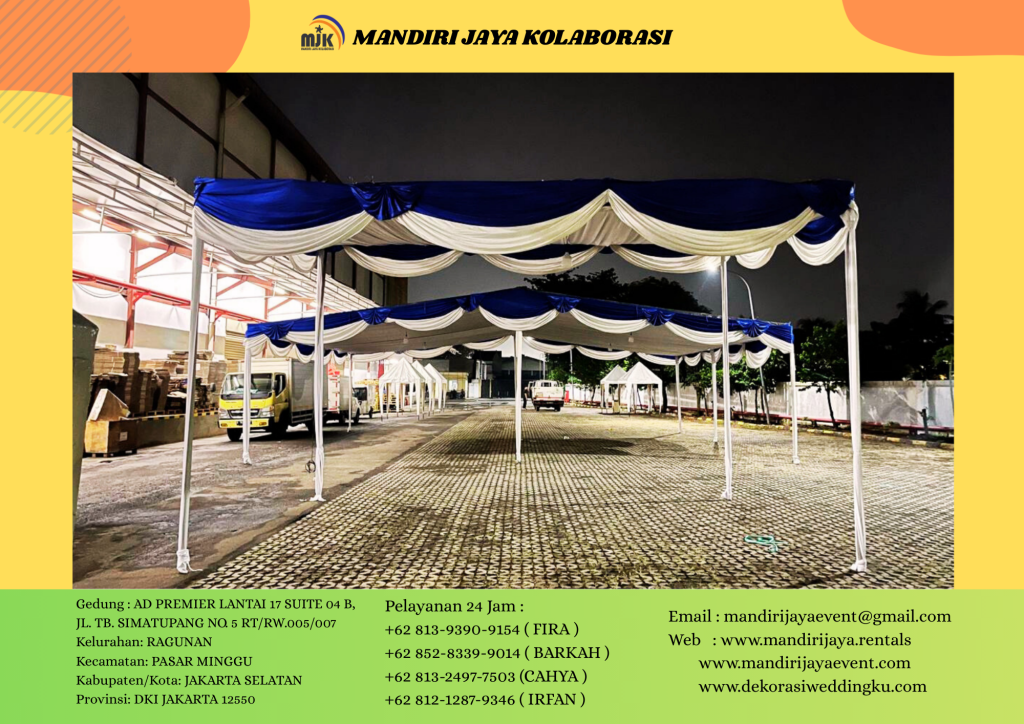 Sewa Tenda Plafon Juntai Putih Biru Area Jakarta