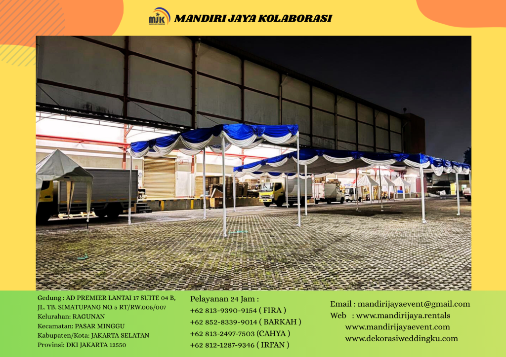 Sewa Tenda Plafon Juntai Putih Biru Area Jakarta