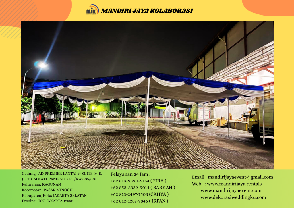 Sewa Tenda Plafon Juntai Putih Biru Area Jakarta