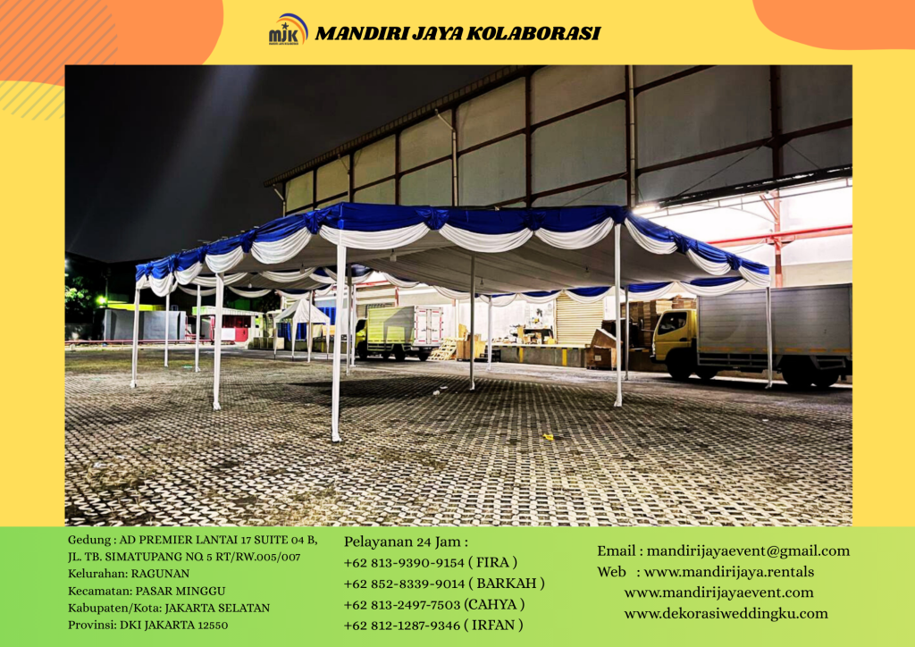 Sewa Tenda Plafon Juntai Putih Biru Area Jakarta