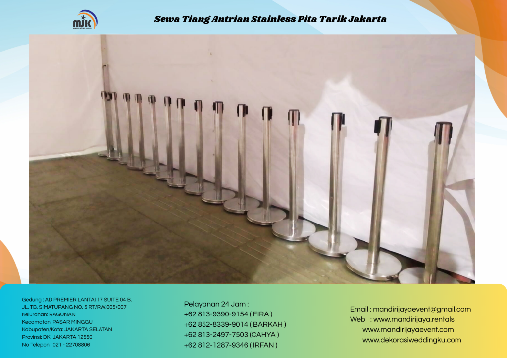 SEWA TIANG ANTRIAN STAINLESS PITA TARIK JAKARTA