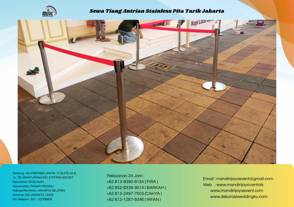 SEWA TIANG ANTRIAN STAINLESS PITA TARIK JAKARTA