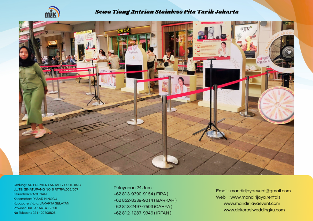 SEWA TIANG ANTRIAN STAINLESS PITA TARIK JAKARTA