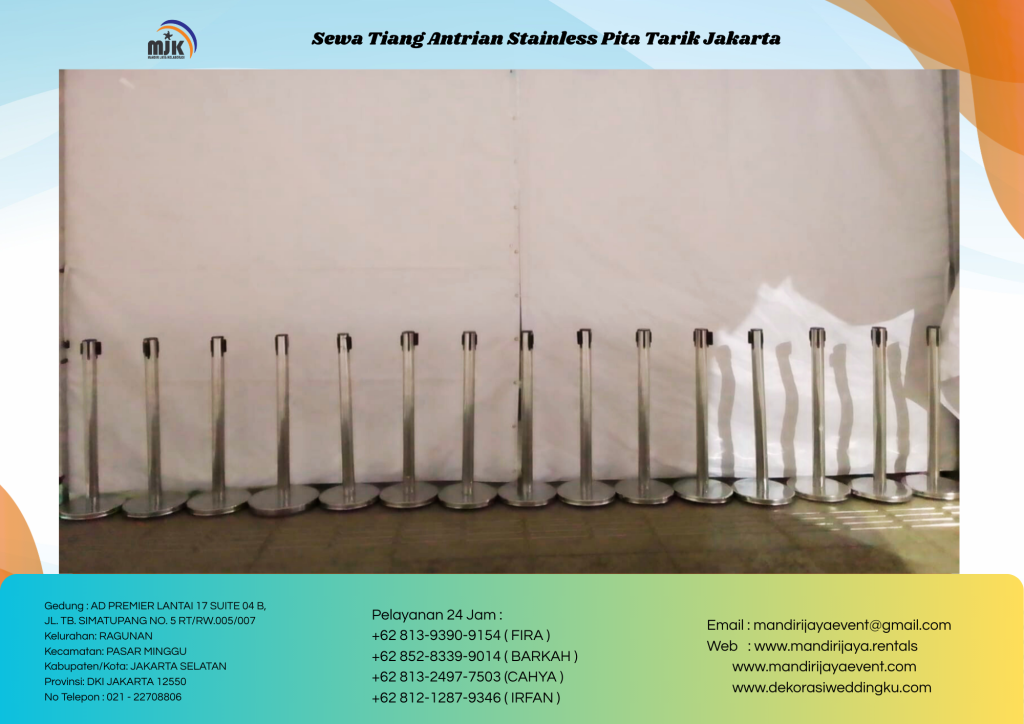 SEWA TIANG ANTRIAN STAINLESS PITA TARIK JAKARTA