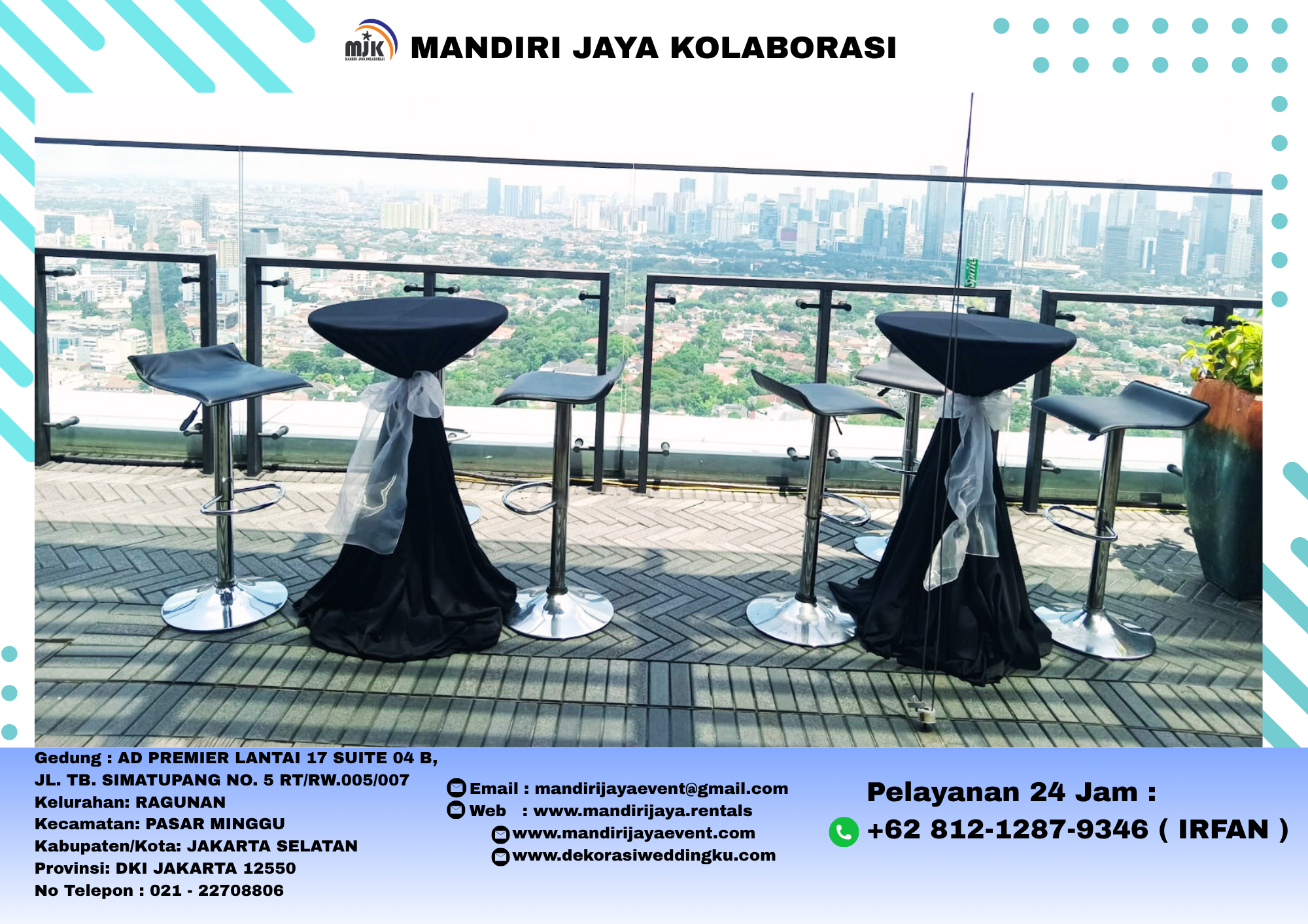 JASA SEWA KURSI MEJA BARSTOOL HITAM PITA PUTIH AREA BSD