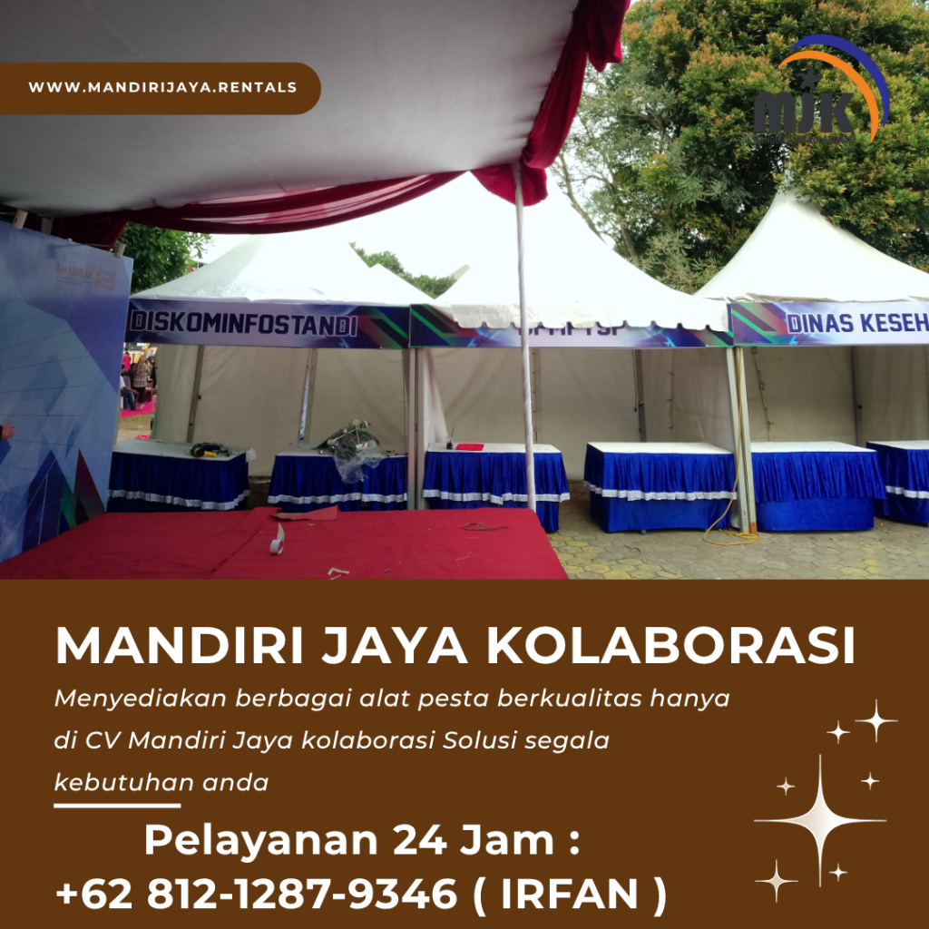 Sewa Tenda Sarnafil Meja Kotak Cover Skirting Biru Area BSD