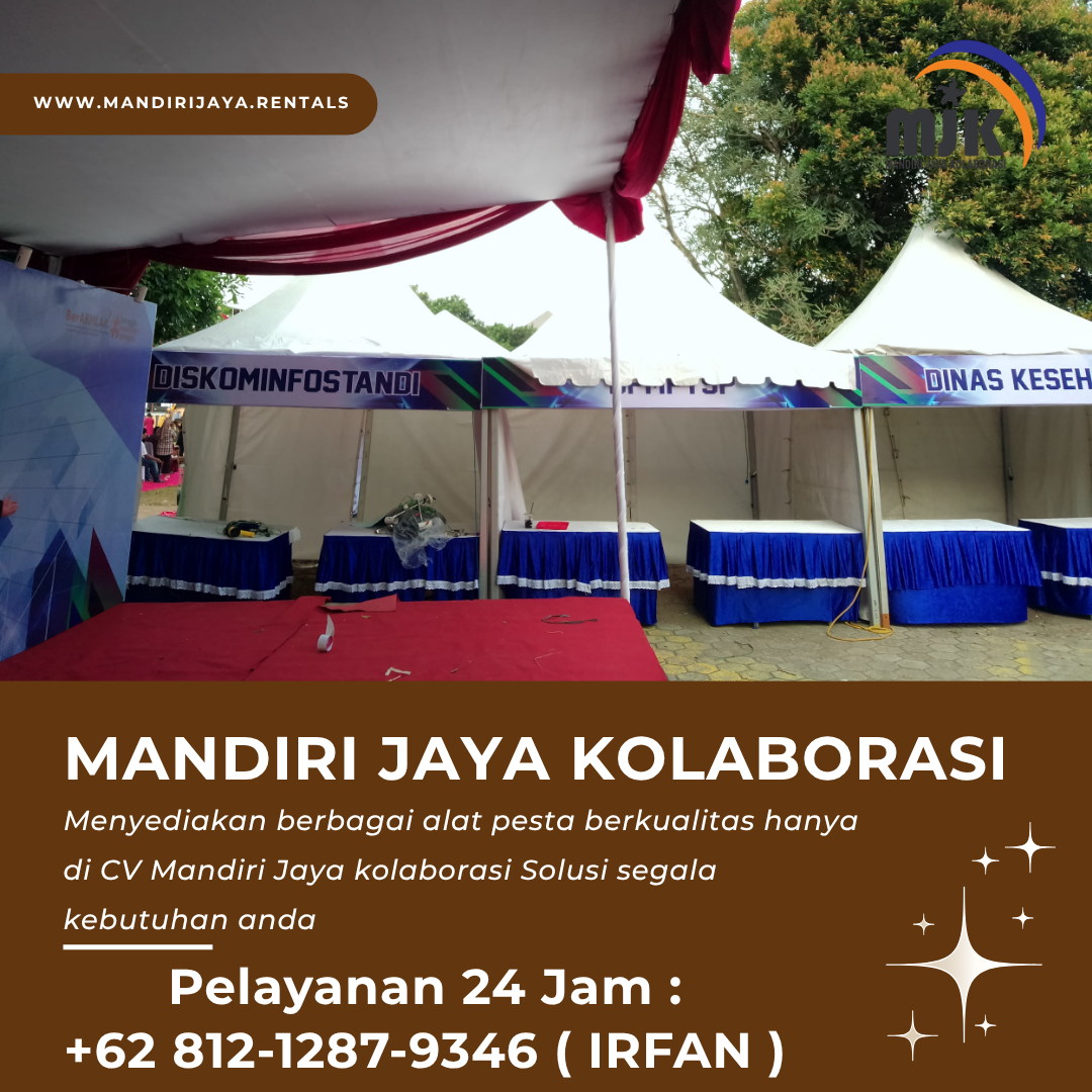 Sewa Tenda Sarnafil Meja Kotak Cover Skirting Biru Area BSD