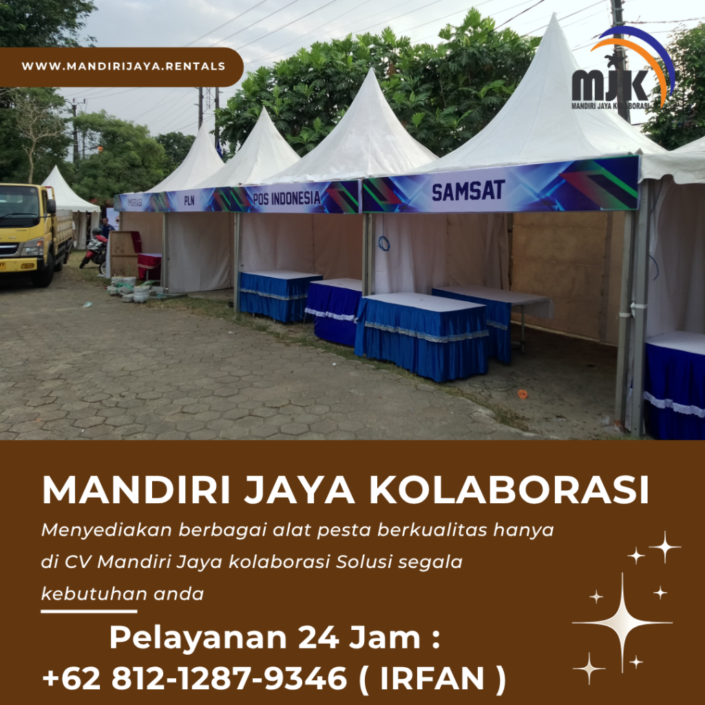 Sewa Tenda Sarnafil Meja Kotak Cover Skirting Biru Area BSD