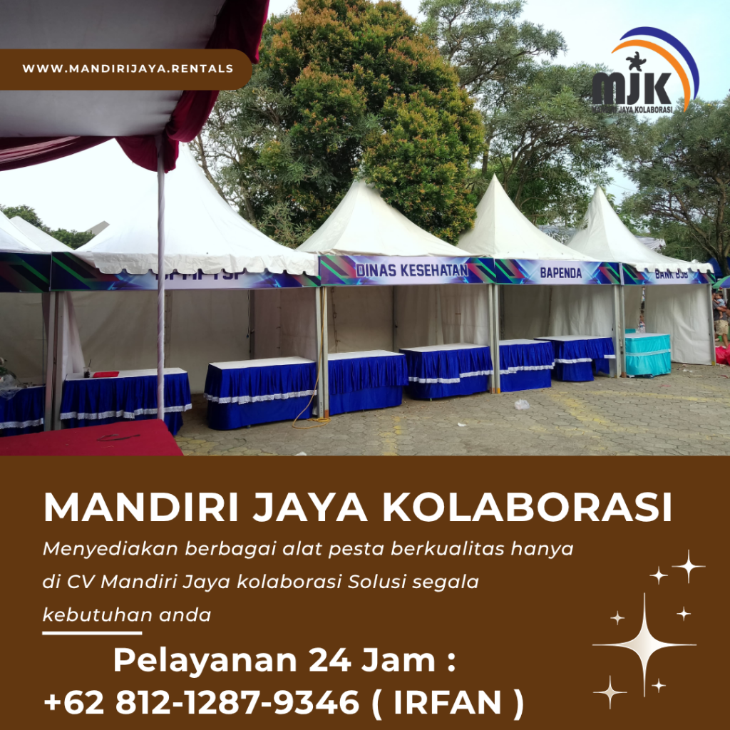 Sewa Tenda Sarnafil Meja Kotak Cover Skirting Biru Area BSD
