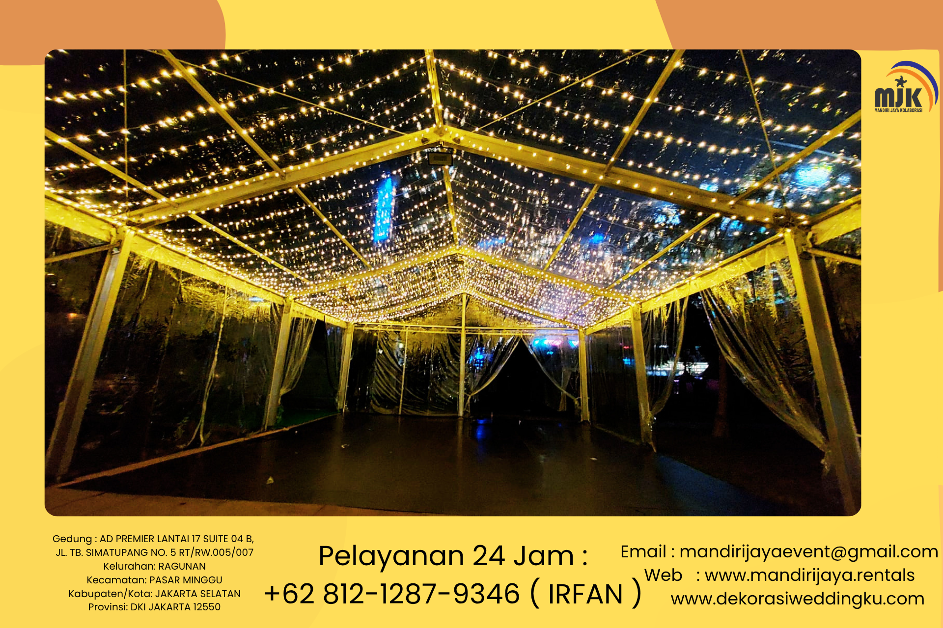 Jasa Sewa Tenda Roder Transparan Dekorasi Starlight area