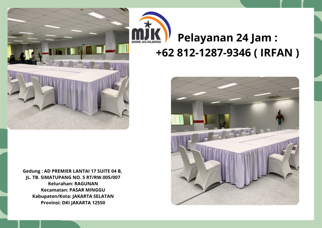Pusat Sewa Meja Kotak,Kursi event Cover Putih Bersih Jakarta