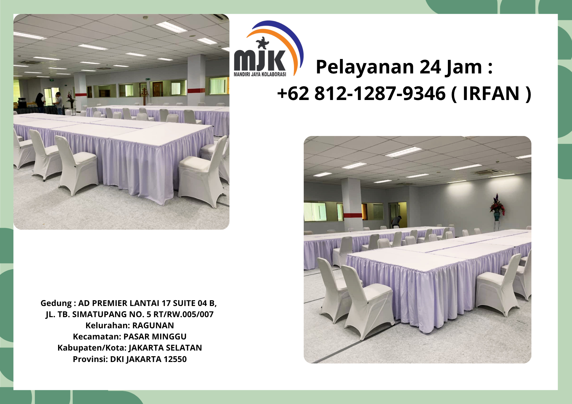 Pusat Sewa Meja Kotak,Kursi event Cover Putih Bersih Jakarta